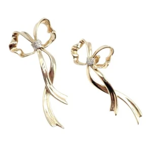 Authentische Tiffany & Co 18k Gelbgold Diamant großes Band Schleife Ohrringe 1985 - Bild 1 von 9