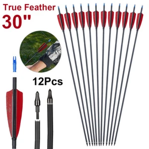 30" 32" Carbon Arrows Real Turkey Feather Spine 500 Hunting Compound Recurve Bow - Picture 1 of 20