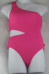 Michael Kors Women's One-Shoulder One-Piece Swimsuit, Cerise Pink, Size 12 - Picture 1 of 2