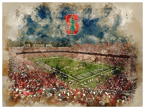 Stanford Cardinal Poster Watercolor Art Print Man Cave Decor 12x16" Cover