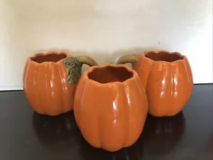 Lot Of 3 Giant Pumpkin Harvest Ceramic Coffee Mug - Picture 1 of 6