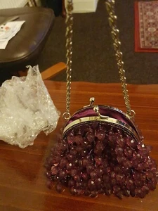 Beautiful Menbur Classic Style Purple Beaded Evening Bag - Picture 1 of 5