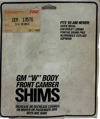 TRW 13576 3/4 Degree GM "W" Body Front Camber Shims 1988+ Buick Oldsmobile Chevr - Image 1 of 4