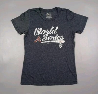 Atlanta Braves Shirt Womens M Blue 2021 World Series Majestic Threads - Image 1 of 4