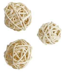 Paquete de juguetes para pájaros Bonka tres bolas de bambú tejidas naturales garra pieza artesanal - Imagen 1 de 6