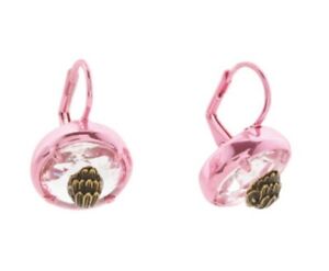 Kurt Geiger London Gold Eagle Head  Pink  Metallic Crystal Stone Earrings NEW