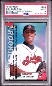 1999 Topps Finest CC Sabathia Refractor w Coating PSA 9 RC POP 7 RARE HOF #294 - Picture 1 of 2