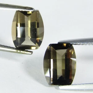 6.20Cts Hi- Look Natural Classic SMOKEY Quartz 10x8mm Fancy Cut Pair Ref VDO - Picture 1 of 3