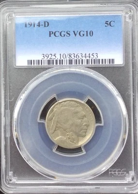 Buffalo Nickel 1914  D  PCGS Graded Original Coin VG10 - Image 1 of 4