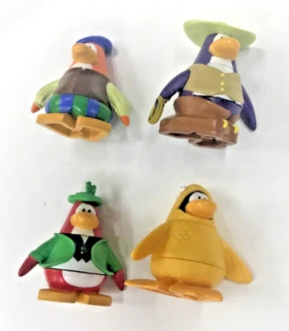 4 Disney CLUB PENGUIN Jakks 2” PVC Action Figures  Fish/Bard/Cowboy/Leprechaun Cover