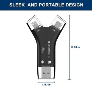 4 in 1 USB I-Flash Drive HD Micro SD TF Card Reader for iOS/Mac/Android/Windows - Picture 1 of 9