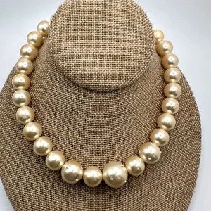 Vintage RMN Roman Faux Pearl Necklace Inlaid Rhinestones Costume - Picture 1 of 10