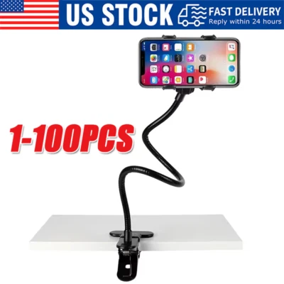 Universal Mobile Phone Gooseneck Stand Holder Flexible Bed Desk Table Clip lot - Image 1 of 4