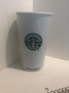 STARBUCKS 2009 12oz Coffee Mug Cup White Ceramic Travel Tall Tumbler - Picture 1 of 2