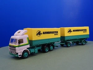 Herpa 1:87 Scania Wechselpritsche A Armbruster Mainz LKW gelb grün H 660 - Picture 1 of 9