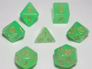 NEW RPG / D&D Dice Set of 7 - Pale Moon Green - Picture 1 of 9