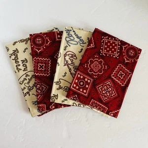 Set aus 4 handgefertigten doppelseitigen Wendeservietten 100 % Baumwolle Roy Rogers Bandana - Bild 1 von 6