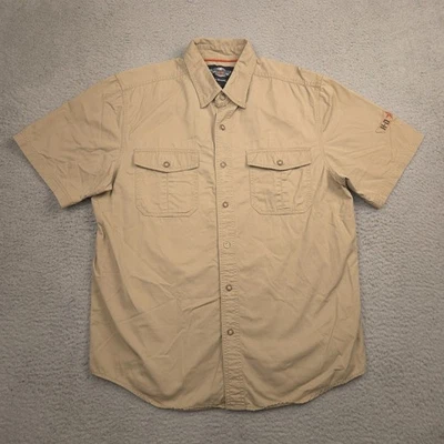 Camisa con botones Harley Davidson para hombre L algodón tostado manga corta HDMC 1903 gráfico Foto 1 de 4
