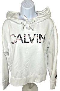 Calvin Klein Performance Damen Hoodie Weiß Pullover Sweatshirt Camouflage Logo M - Bild 1 von 9