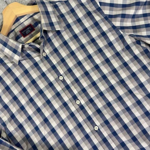 Untuckit Shirt Mens Large Blue Gray Wrinkle Free Button Up Check Pomerol - Picture 1 of 7