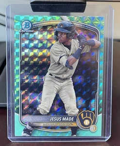 2025 Bowman Chrome Jesus Made Prospects Aqua Geometric Refractor /125 - Brewers - Bild 1 von 2