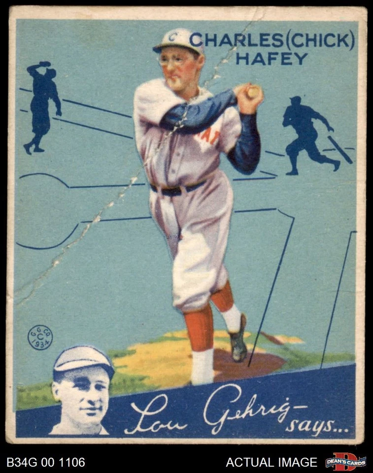1934 Goudey #34 Chick Hafey Reds HOF 1.5 - FAIR - Image 1 of 1