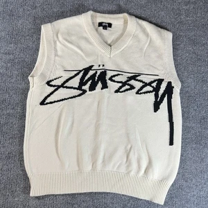 Stussy Strickpullover Creme Weste Herren Small RN 94974 - Bild 1 von 7