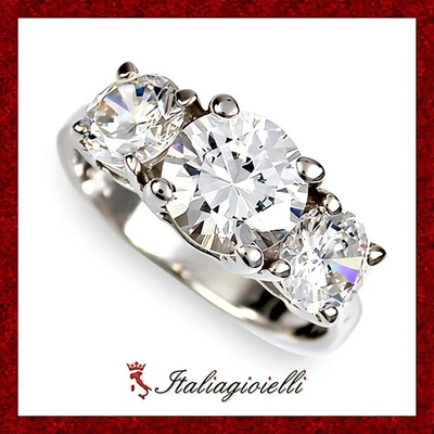 Possente Anello Trilogy in Argento 925 Rodiato Oro Bianco - Immagine 1 di 4