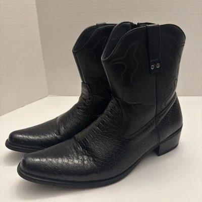 Alberto Fellini Botas Hombre Talla 11 Negro Estampado Cocodrilo Vaquero Western Foto 1 de 4