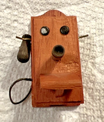 Vintage Miniature Dollhouse Doll House Wood Wall Mount Telephone - Image 1 of 4