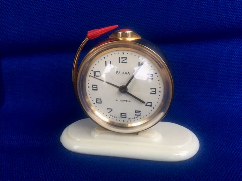 Vintage Desktop clock Slava Globus rocket USSR Serviced Cover