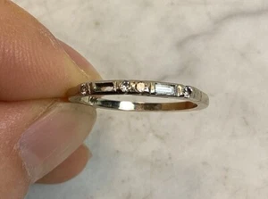 Antiker Vintage 14K Weißgold Baguette runder Diamant Bandring Größe 7,5 - Bild 1 von 18