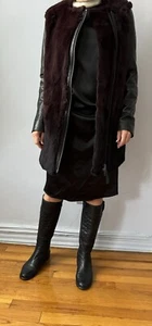 MACKAGE OMBRE REAL FUR LAMBSKIN LEATHER SLEEVES JACKET COAT SIZE S - Picture 1 of 13