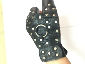1pk fionda da pesca dita protezioni mani guanti per dita pelle nera - Foto 1 di 10