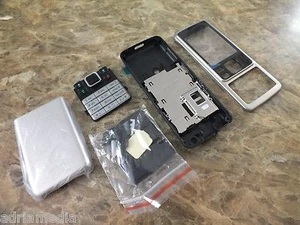 Funda para Nokia 6300 carcasa central tapa de la batería con teclado original plateado NUEVO - Imagen 1 de 9