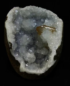 Calcite cube on MM Quartz in natural Geode formation mineral specimen - Picture 1 of 5