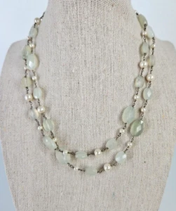 Turmalin Halsband 2 Strang klar/weiß Perle Mode Halskette 15 Zoll 3" ext. - Bild 1 von 5