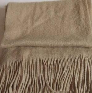 Tan Winter Scarf Soft Cashmere-ish 64"×10" w/ 3" Long String Fringe Excellent - Picture 1 of 4