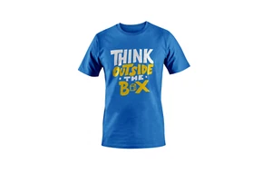 THINK OUTSIDE THE BOX Funny T-Shirts, Unisex Logo T-Shirts with Customization - Picture 1 of 8