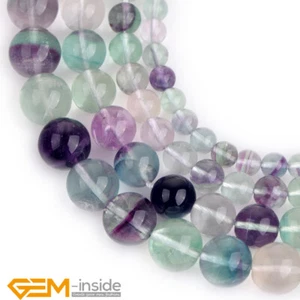 Natural Rainbow Fluorite Gemstones AAA Grade Round Jewellery Making Beads 15" AU - Foto 1 di 32