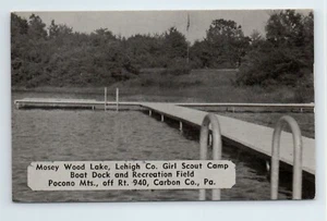 c.1950 Mosey Wood Lake Lehigh Girl Scouts Camp Poconos PA Postcard Dock - Picture 1 of 2