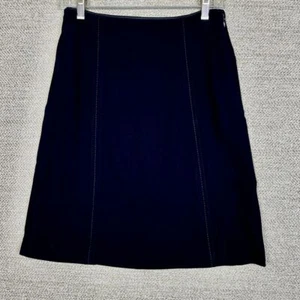 Prada Sz 40 /10 Skirt A-Line Pencil Black Whipstitch Pockets Old Money LBD - Picture 1 of 16