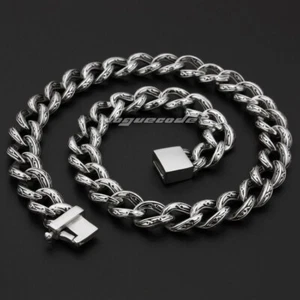 Stainless Steel Mens Biker Necklace Punk Link Chain Jewellery 5C016NC 18" ~ 36" - Picture 1 of 15