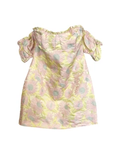 Lulu’s Banquet Invitation Yellow Floral Jacquard Off-the-Shoulder Dress Sz XL - Picture 1 of 5