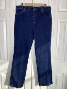 Wrangler Jeans USA Dark Blue Denim Cowboy Western Work Straight Leg Men's 38x32 - Picture 1 of 7