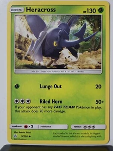 Heracross 9/236 LP - Cosmic Eclipse Sun Moon Pokemon Card - $2 Combined Shipping - Picture 1 of 2