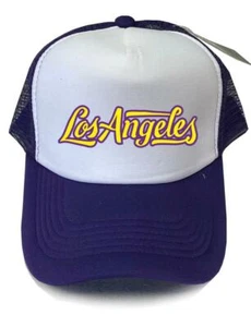 NW MESH TRUCKER FOAM CAP PRINTED LOS ANGELES BASKETBALL KOBE 24 FUNNY HAT - Picture 1 of 6