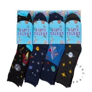 6-12 Pairs Boys Kids Galaxy Space Design Cotton Socks UK Sizes - Picture 1 of 1