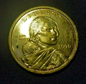 Sacagawea One Dollar Coin, U.S. Currency, 2000p - Picture 1 of 2