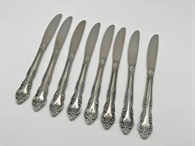 Rogers Co. Lote de 8 cuchillos de acero inoxidable Korea Dream Rose patrón Foto 1 de 4